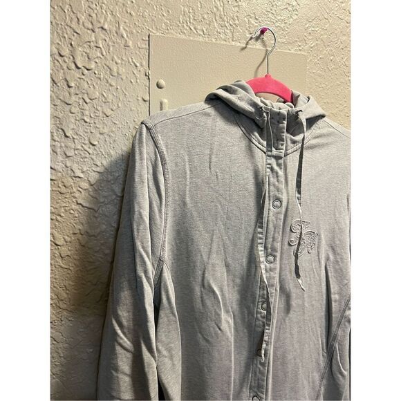 Tommy Hilfiger Grey Snap Button Up Woman’s Hoodie Size 1X -Flaw On Sleeve - Picture 3 of 16